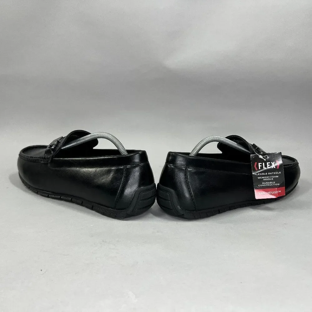 Van Heusen‎ Rail Driving Loafers Men's Size 11 Black Leather Slip On Dress Shoes